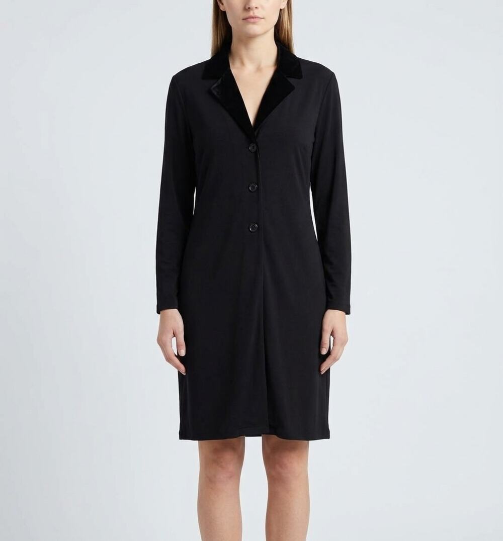 Designs & Co Lane Bryant Wool Blazer Dress Size 18/20 Black Velvet Collar Gothic